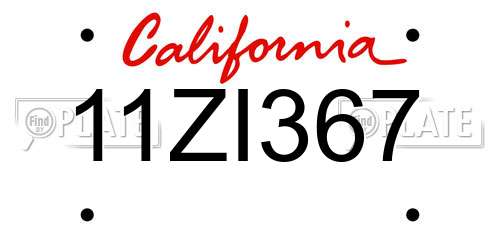11ZI367 California License Plate