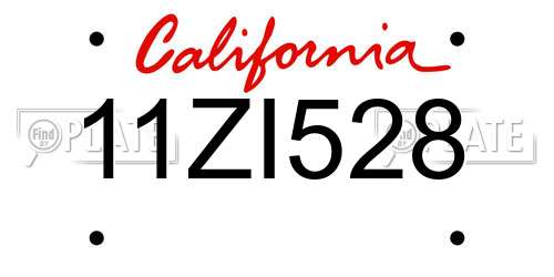 11ZI528 California License Plate