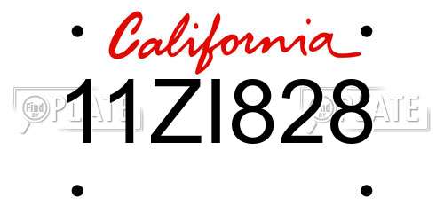 11ZI828 California License Plate
