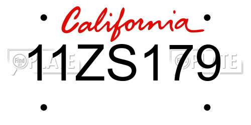 11ZS179 California License Plate