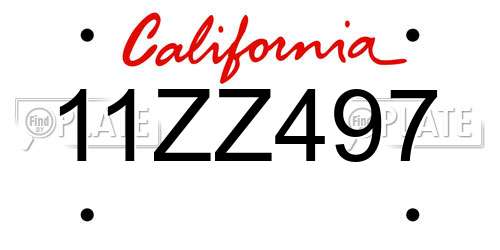 11ZZ497 California License Plate