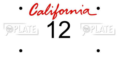 12 California License Plate