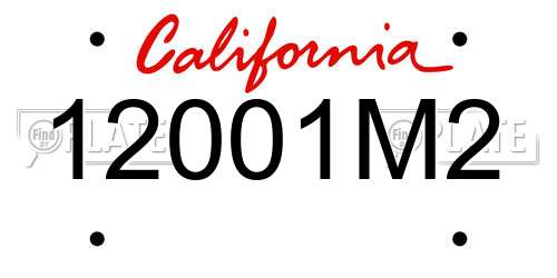 12001M2 California License Plate