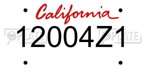12004Z1 California License Plate