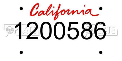 1200586 California License Plate