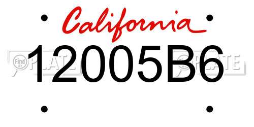 12005B6 California License Plate