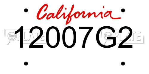 12007G2 California License Plate