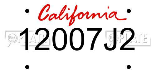 12007J2 California License Plate