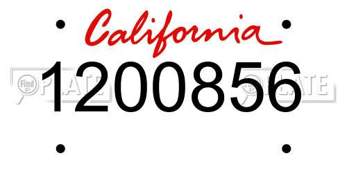 1200856 California License Plate
