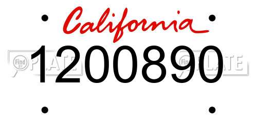1200890 California License Plate