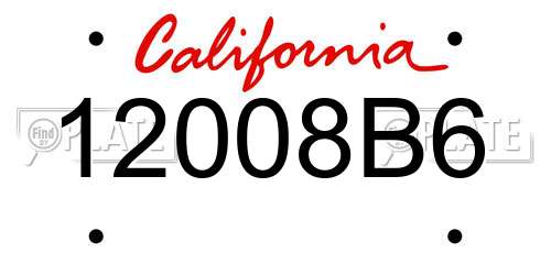 12008B6 California License Plate