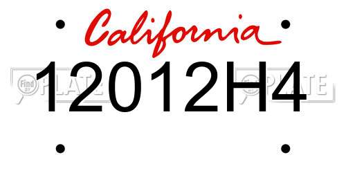 12012H4 California License Plate
