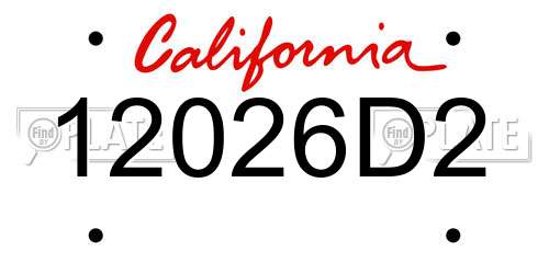 12026D2 California License Plate