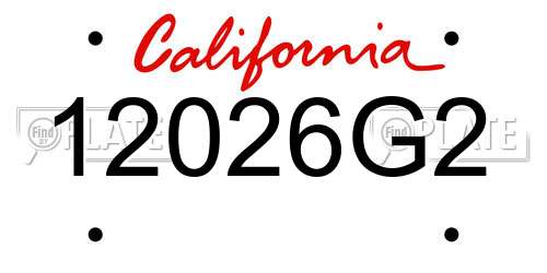 12026G2 California License Plate