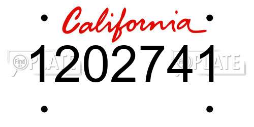 1202741 California License Plate