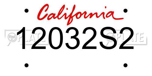 12032S2 California License Plate