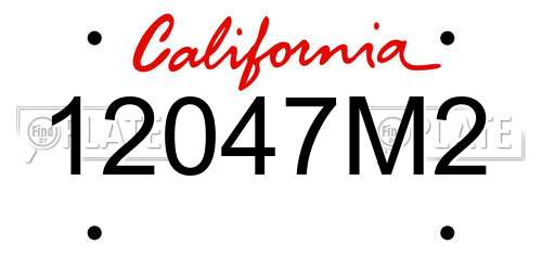 12047M2 California License Plate