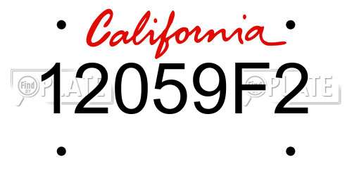 12059F2 California License Plate