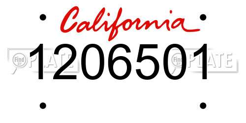 1206501 California License Plate