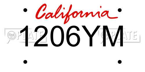 1206YM California License Plate