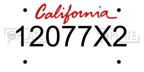 12077X2 California License Plate