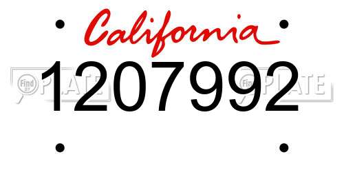 1207992 California License Plate