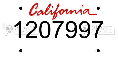 1207997 California License Plate