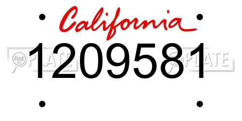 1209581 California License Plate