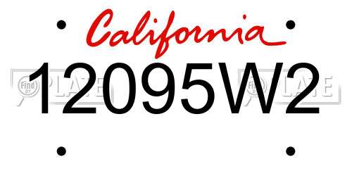 12095W2 California License Plate