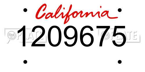 1209675 California License Plate