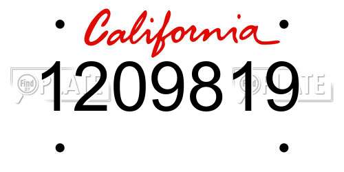 1209819 California License Plate