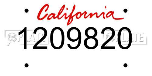 1209820 California License Plate