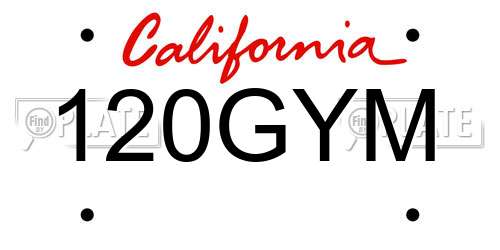 120GYM California License Plate