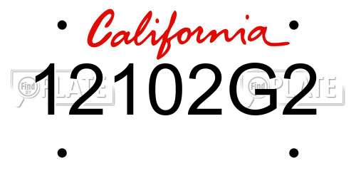 12102G2 California License Plate
