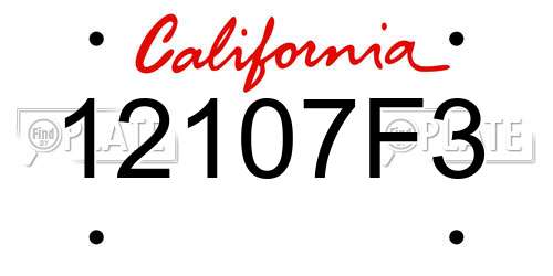 12107F3 California License Plate