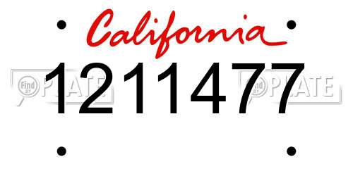 1211477 California License Plate