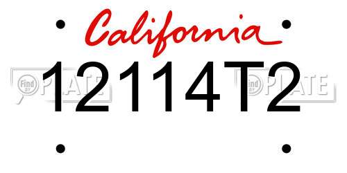 12114T2 California License Plate