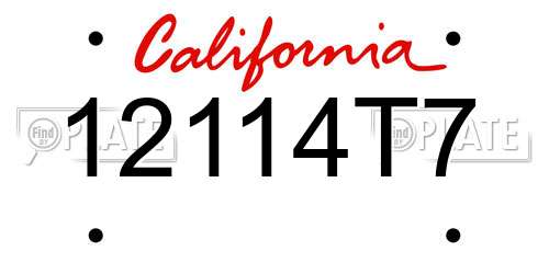 12114T7 California License Plate