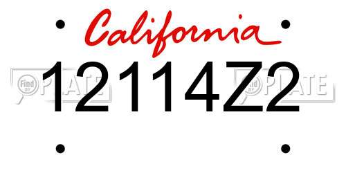 12114Z2 California License Plate