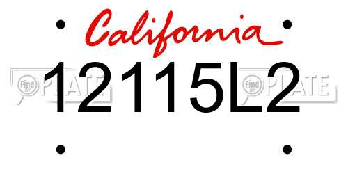 12115L2 California License Plate