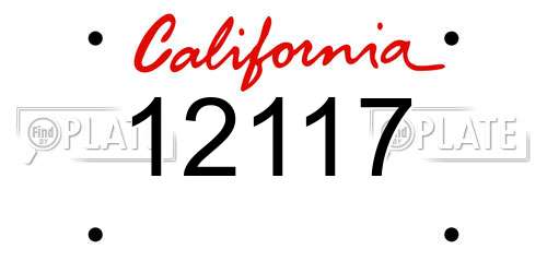 12117 California License Plate
