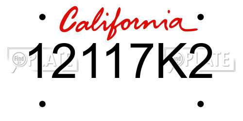 12117K2 California License Plate