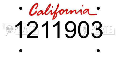 1211903 California License Plate
