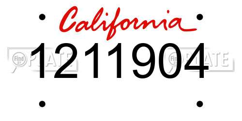 1211904 California License Plate