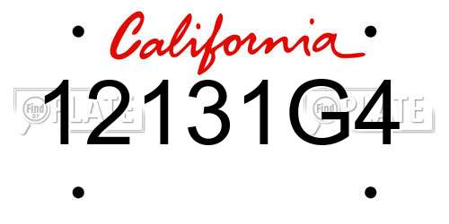12131G4 California License Plate