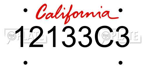 12133C3 California License Plate
