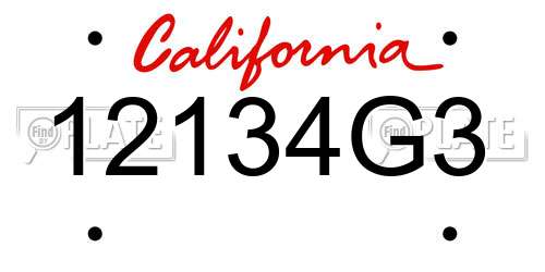 12134G3 California License Plate