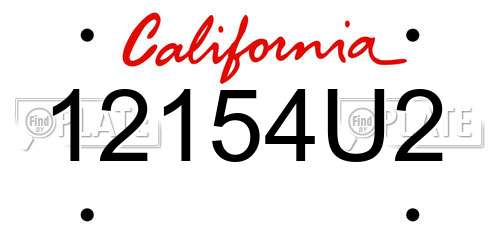 12154U2 California License Plate