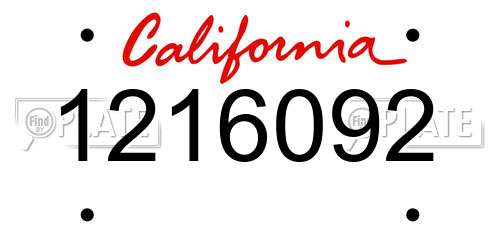 1216092 California License Plate
