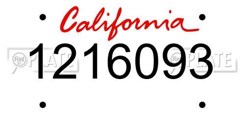 1216093 California License Plate